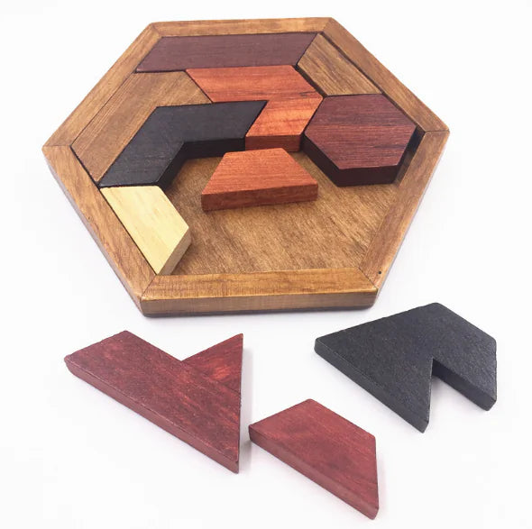 Hexagonal Wooden Puzzle Board for Parent-Child Play