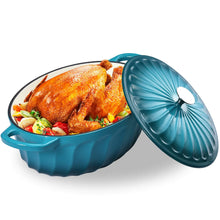Lade das Bild in den Galerie-Viewer, Enameled Oval Dutch Oven Pot with Lid 7 QT Cast Iron Dutch Oven with Dual Handles for Cooking Bread Baking Frying Non-stick Enamel Coated Oven (Green)
