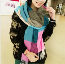 Load image into Gallery viewer, Plaid Scarf for Women - Long Fringe Shawl
