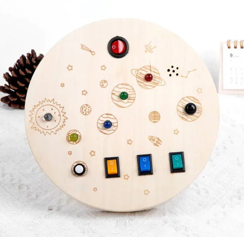 Bright Start LED Wooden Busy Board – Early Learning Toy for Kids ITDinos®