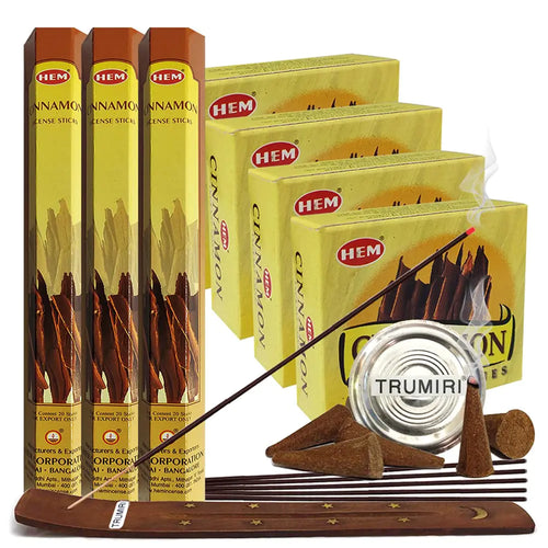 Cinnamon Incense Sticks and Cone Incense Holder Variety Pack Bundle insence insense insienso ITDinos®
