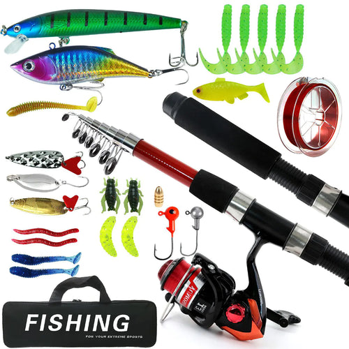 ZURYP Fishing Gear Set with Rod, Lures, and Hooks ITDinos®