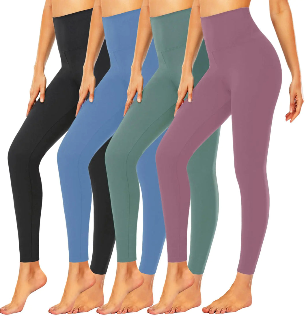 CTHH 4 Pack Leggings for Women Tummy Control-High Waisted Non See Through Black Soft Workout Yoga Pants ITDinos®
