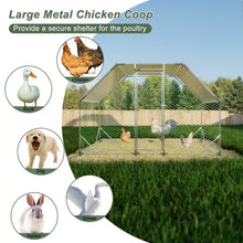 Load image into Gallery viewer, 9.94 Ft. X 6.46 Ft. X 6.36 Ft. Metal Large Chicken Coop Walk-in Poultry Cage Run Flat Shaped With Waterproof Cover ITDinos®
