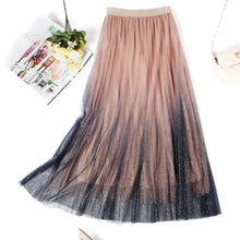 Load image into Gallery viewer, High-Waisted Pleated Skirt with Gradient Mesh Design
