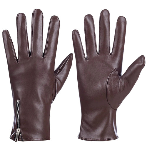 Dsane Winter Leather Gloves for Women Touchscreen Texting Warm Driving Gloves (Brown L) ITDinos®