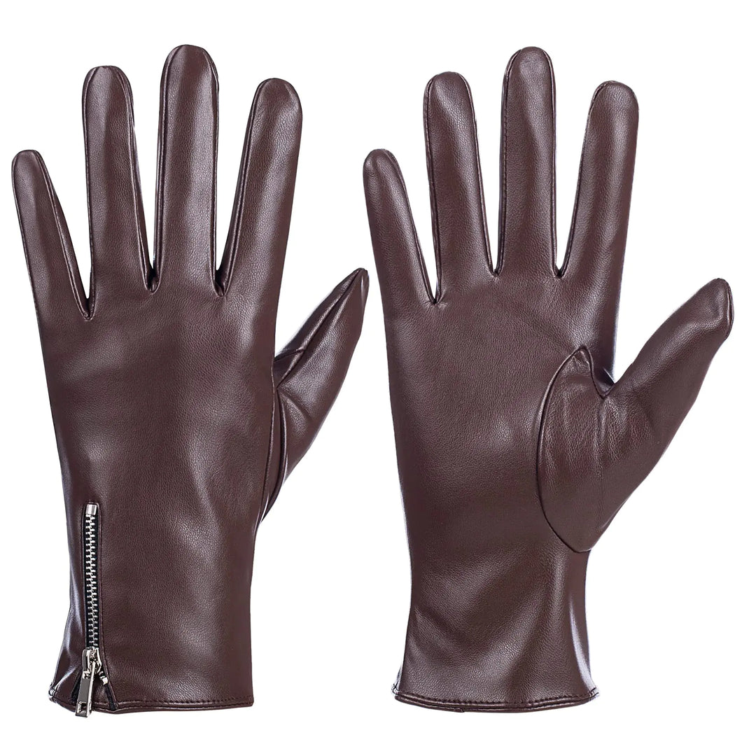 Dsane Winter Leather Gloves for Women Touchscreen Texting Warm Driving Gloves (Brown L) ITDinos®