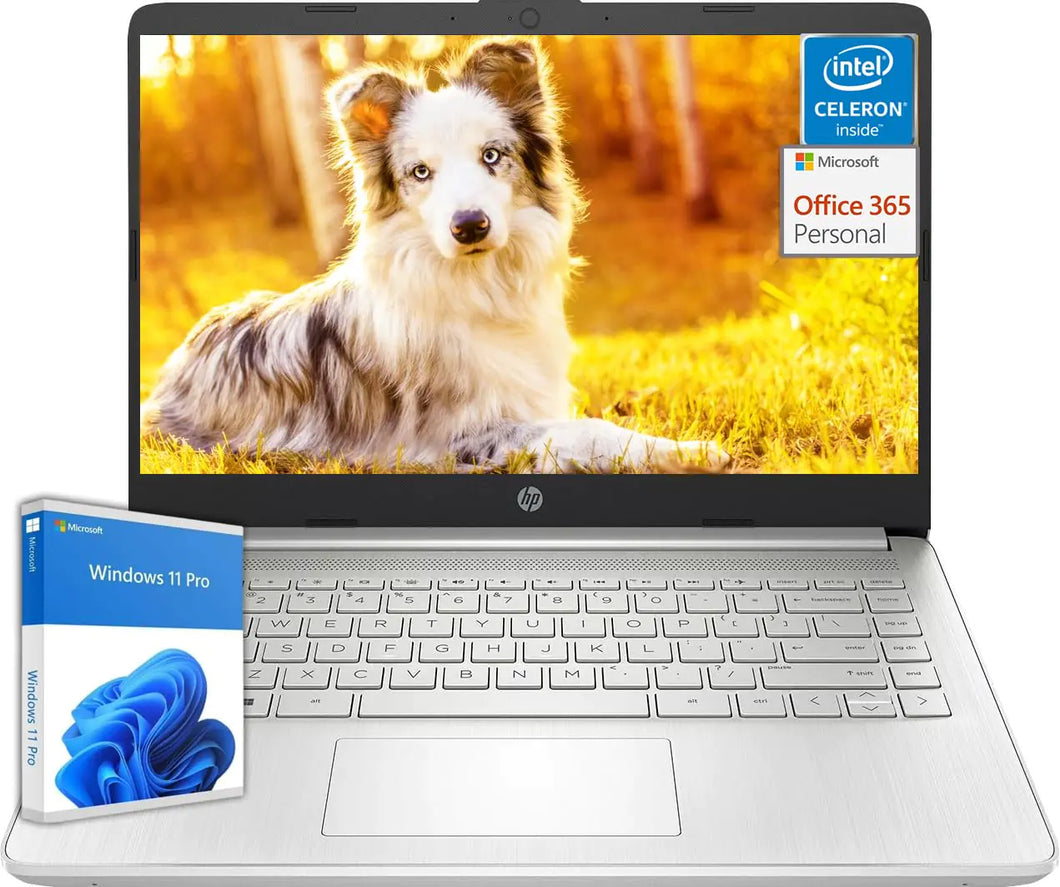 HP 14 inch Laptop Student & Business Intel Celeron N4120 16GB RAM 384GB Storage(128GB eMMC+256GB MSD) 1 Year Office 365 Intel UHD Graphics Thin & Portable Ultra Light Webcam Windows 11 Pro ITDinos®