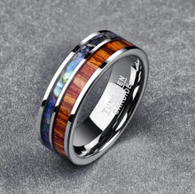 Lade das Bild in den Galerie-Viewer, 8MM Polished Tungsten Ring with Natural Wood Inlay ITDinos®

