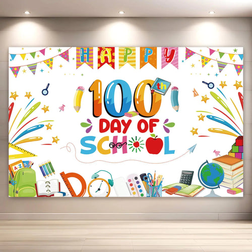 100th Day of School Decorations - Rakuto 100th Day of School Party Backdrop Large 100th Day of School Banner Backdrop 100 Days of School Photography Props Photo Decorations Supplies 71x45 in ITDinos®