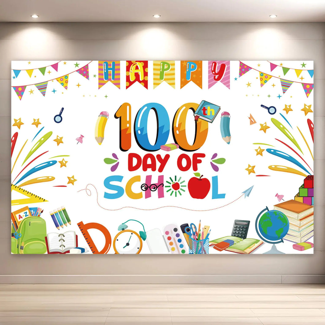 100th Day of School Decorations - Rakuto 100th Day of School Party Backdrop Large 100th Day of School Banner Backdrop 100 Days of School Photography Props Photo Decorations Supplies 71x45 in ITDinos®
