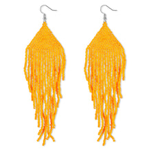 Load image into Gallery viewer, DoreenBow Long Beaded Tassel Earrings Boho Beaded Fringe Earrings Yellow Tassle Bead Dangle Drop Earrings Native American Indian Earrings for Women ITDinos®
