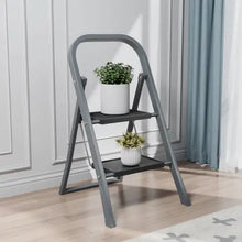 Lade das Bild in den Galerie-Viewer, 2 Step Ladder, Step Stool For Adults, Folding Step Stool With Wide Anti-Slip Pedal, Sturdy Steel Ladder
