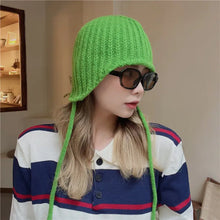 Load image into Gallery viewer, Knitted Wool Hat with Ear Protection in Green ITDinos®
