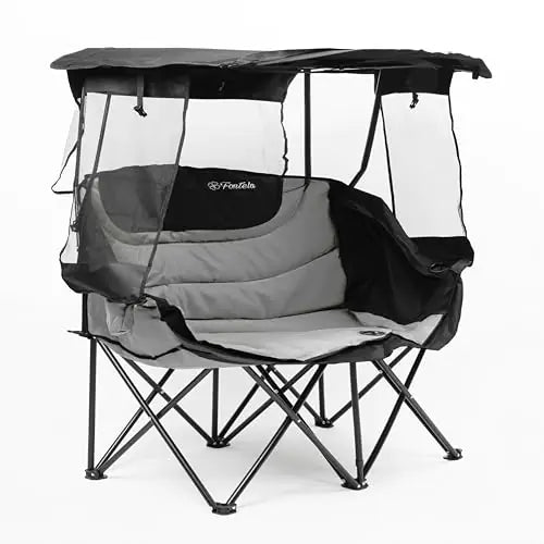 Double Camping Chair with Canopy Folding Two-Person Seat Portable Outdoor Loveseat with Shade Folding Chair for Beach Lawn and Outdoor Activities ITDinos®