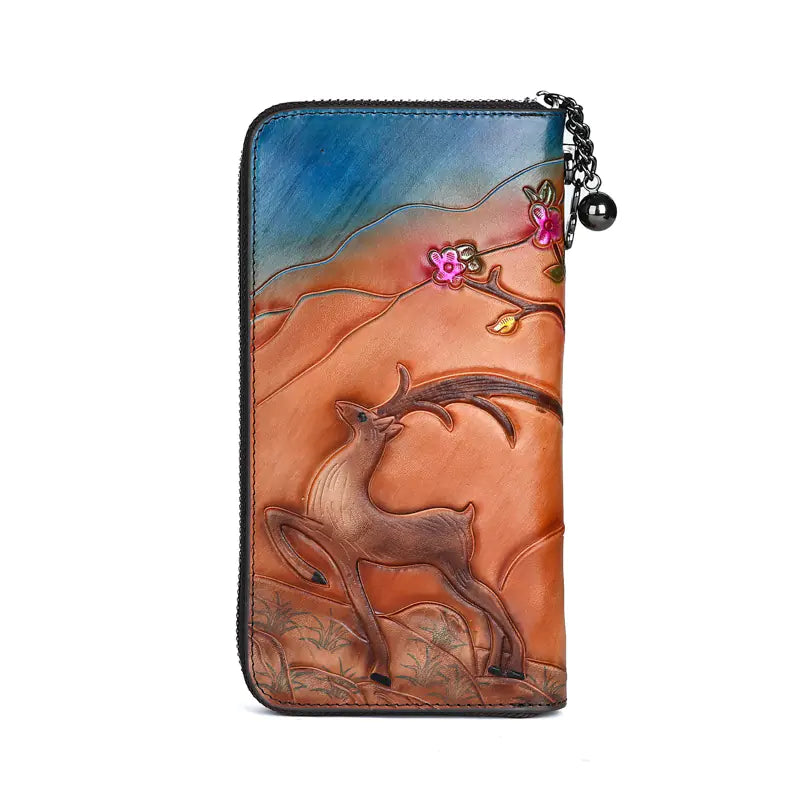 First Layer Cowhide Long Zip Wallet ITDinos®