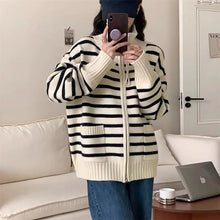 Load image into Gallery viewer, Contrast Color Striped Knitted Cardigan for Women ITDinos®
