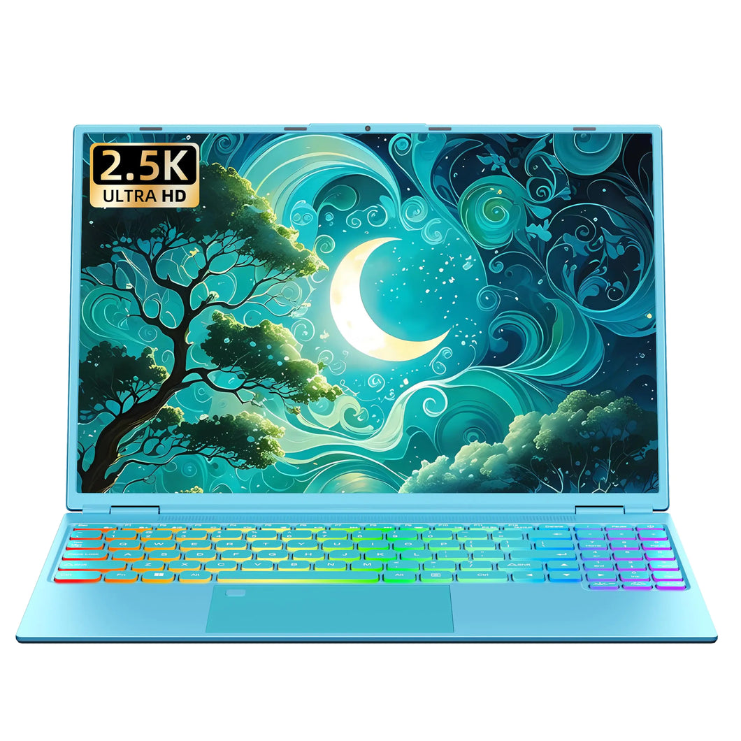 16inch Green Laptop 16G RAM 1TB SSD Ultra-Narrow bezels 2.5K FHD(2560x1600) IPS Screen/N5095 CPUWin 11 Pro PC with Full Size Numeric Color Backlit KB/Fingerprint(16G+1TB) ITDinos®