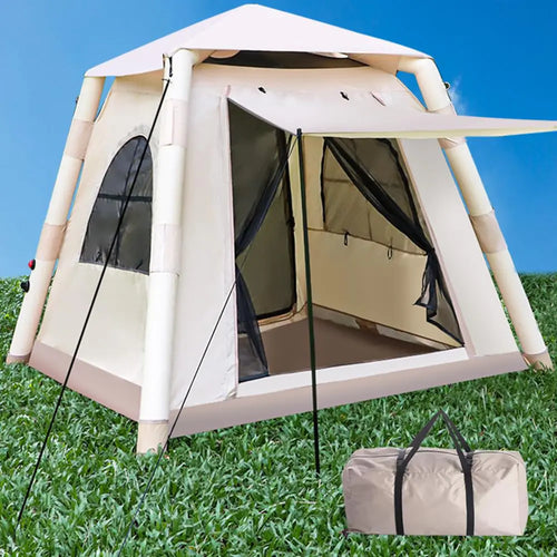 Portable Inflatable Camping Tent with Pump Easy Setup 4 Season Tent with 2 Doors Waterproof Ultraviolet-Proof Outdoor Self-Supporting Air Tent ITDinos®