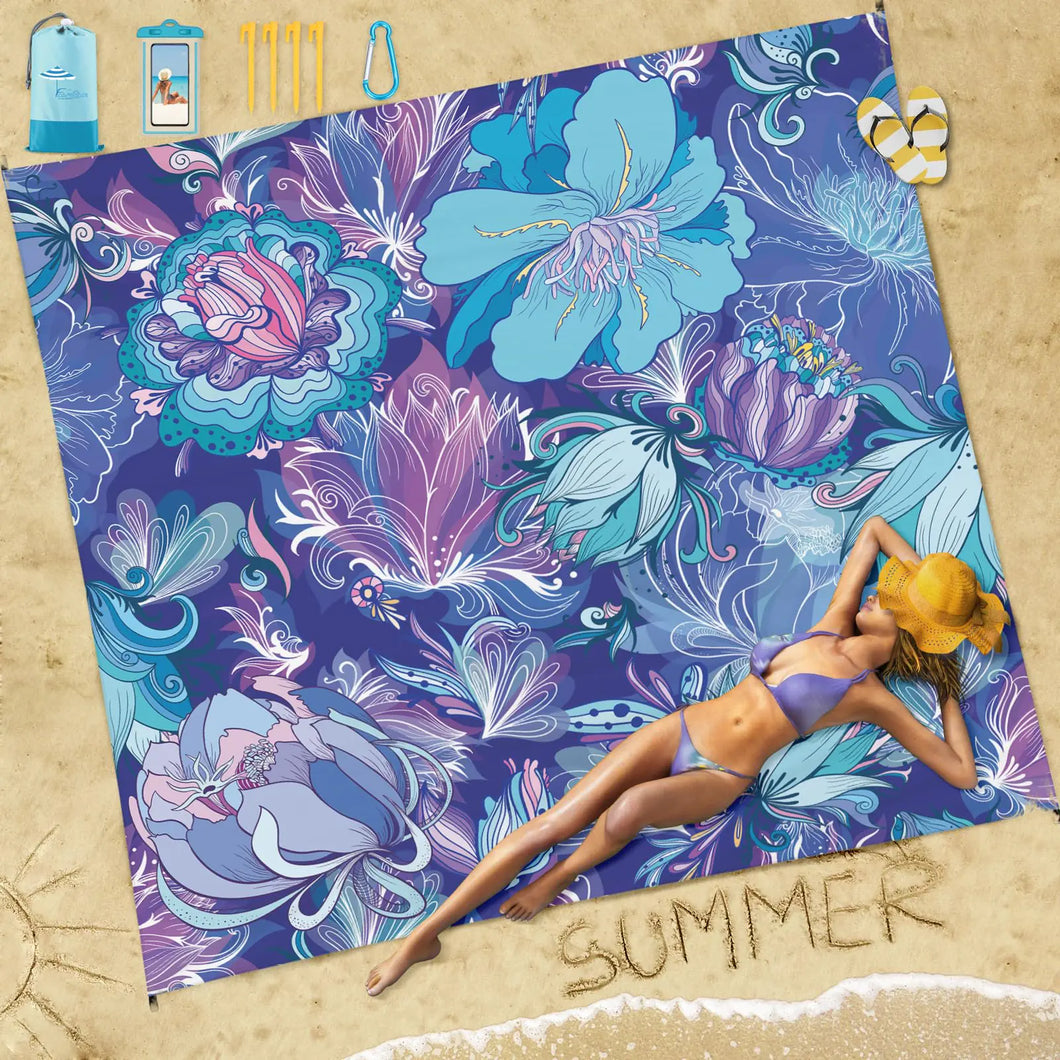 Famstar Beach Blanket Sandproof Waterproof 78×811-5Adults OversizedCompact Lightweight Durable Beach Mat for Travel Camping Hiking Picnic Blanket ITDinos®