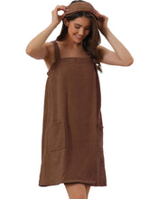 Load image into Gallery viewer, cheibear Womens Towel Dress Terry Wrap Bathrobe Spa Towelling Robe with Strap for Gym Shower Bath Medium Coffee ITDinos®
