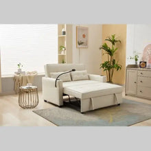 Load image into Gallery viewer, Futon Chair Bed Convertible Chair 3 In  1 Pull Out Sleeper Chair Beds With USB Ports,Wear  Resistant And Anti Scratch, Armchair Bed Sleeper For Living Room White ITDinos®
