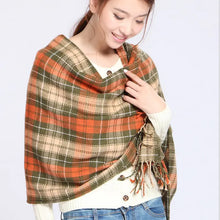 Load image into Gallery viewer, Plaid Scarf for Women - Long Fringe Shawl
