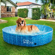 Load image into Gallery viewer, ALL FOR PAWS Dog Swimming Pool Foldable Pool Dog Tub Outdoor Pool with MDF Board Inside and Anti-Skid Inner Layer Suitable for Dog Cat Pet L (48&quot;) ITDinos®
