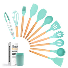Load image into Gallery viewer, Wooden Handle Silicone Kitchen Utensil Set (11 Pieces) ITDinos®
