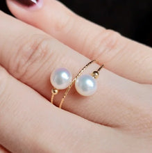 Load image into Gallery viewer, 18K Gold Elastic Pearl Ring with Natural Freshwater Pearls ITDinos®
