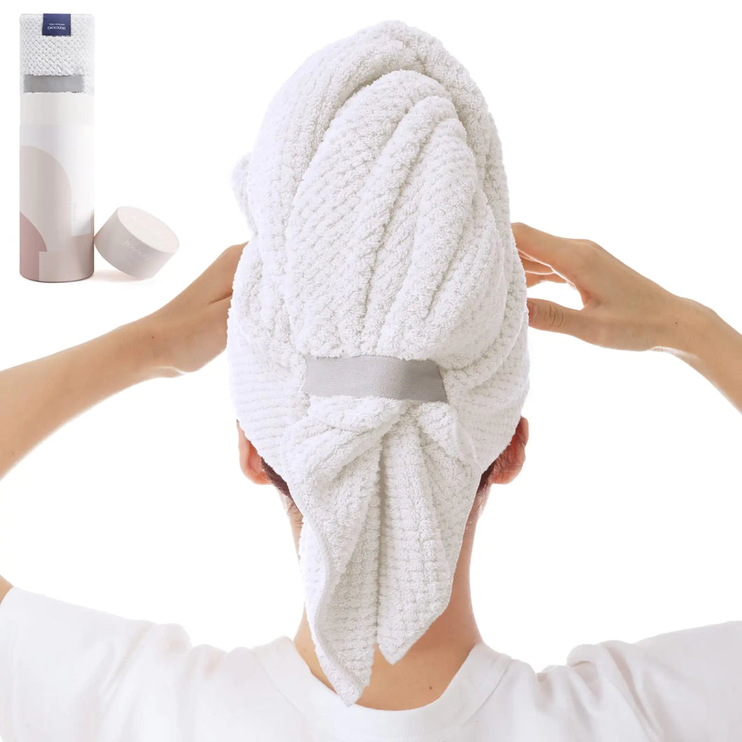 BYCOO Large Microfiber Hair Towel Wrap for Women Anti Frizz Drying Towel Fast Dry Turban Wet Hair Long Thick Curly Super Absorbent Soft Towels - White X-Large ITDinos®