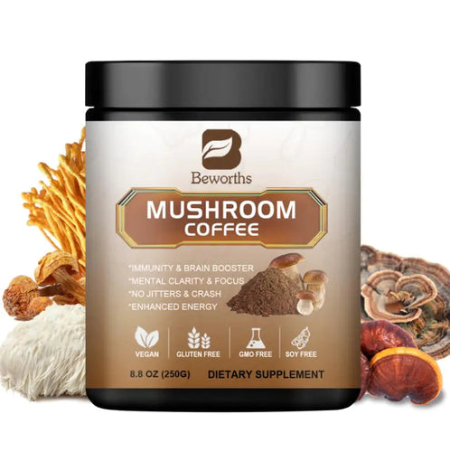 250G Mushroom Coffee - Lions Mane Mushroom Powder Instant Coffee with Lions Mane Reishi Chaga Cordyceps Turkey Tail - Mushroom Coffee Alternative - Hot Chocolate ITDinos®