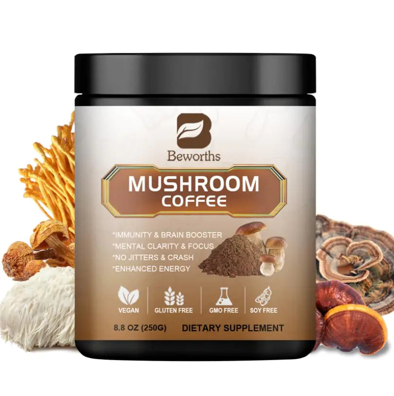 250G Mushroom Coffee - Lions Mane Mushroom Powder Instant Coffee with Lions Mane Reishi Chaga Cordyceps Turkey Tail - Mushroom Coffee Alternative - Hot Chocolate ITDinos®