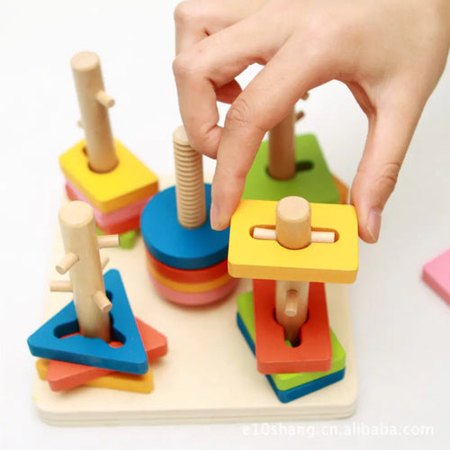 Colorful Wooden Stacking Blocks for Kids' Educational Play ITDinos®