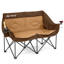 Load image into Gallery viewer, Double Camping Chairs for Adults Oversized Loveseat - 2 Person Camp Chair Heavy Duty Outdoor Camping Couch with Cup Holders - Portable Folding Chair for Outside Lawn Brown ITDinos®
