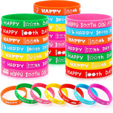 Load image into Gallery viewer, JUNEBRUSHS 100th Day of School Party Favors 42pcs 100 Days of School Silicone Bracelets Rubber Wristbands for Kids School Party Students Kindergarten Teacher Preschool Gift Decorations Supplies ITDinos®
