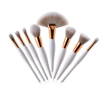 Lade das Bild in den Galerie-Viewer, 8-Piece Makeup Brush Set with Black Handle and Silver Tubes
