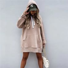 Load image into Gallery viewer, Women&#39;s Fleece Hooded Long-Sleeve Sweater with Slits
