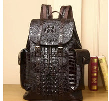 Load image into Gallery viewer, Vintage Style Handcrafted Leather Backpack with Crocodile Pattern ITDinos®
