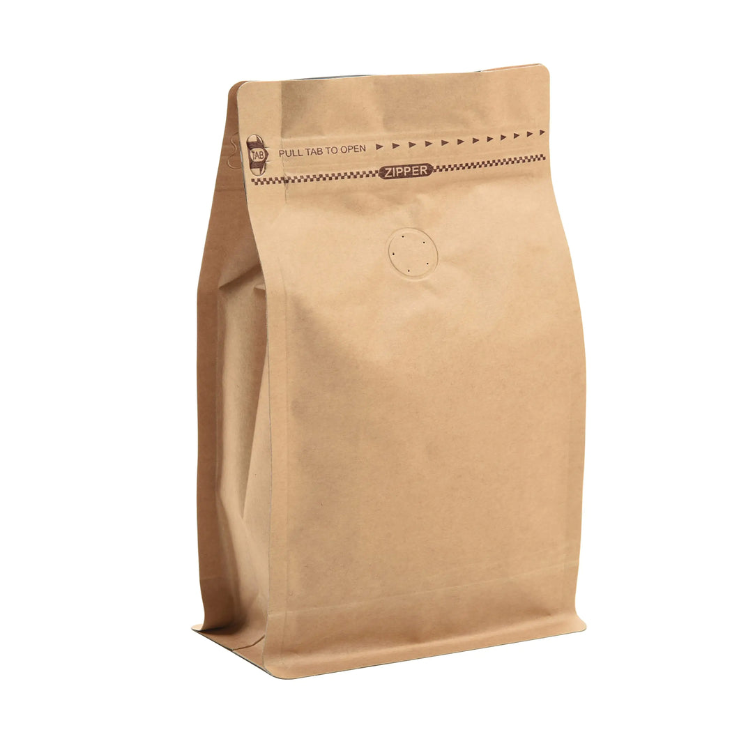 50 Count 16oz/1lb Kraft Paper Coffee Bags - High Barrier Kraft & Foil Liner - Flat Bottom Coffee Pouches with Degassing Valve Food Storage Bags with Rsealable Zipper & Easy Open Tape (50pcs 16 Ounces/1 LB) ITDinos®