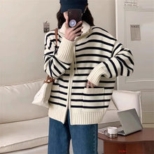 Load image into Gallery viewer, Contrast Color Striped Knitted Cardigan for Women ITDinos®

