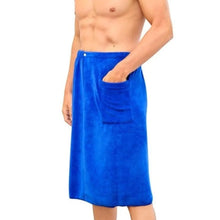 Load image into Gallery viewer, FOTN Mens Bathrobes Beach Towels Short Shower Skirts Shower Pants Bath Wrap Spa Sauna Robe Bath Towel Shower Towels (Color : Blue) ITDinos®
