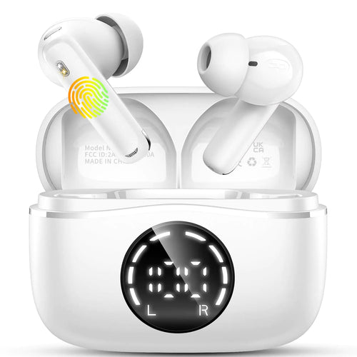 Bluetooth Kopfhörer Kopfhörer Kabellos Bluetooth 5.4 In Ear Kopfhörer mit 4 ENC Noise Cancelling Mikrofon Earbuds 48H Spielzeit IP7 Wasserdicht Bluetooth Ohrhörer für Yoga/Reisen 2024 Neu Weiß ITDinos®