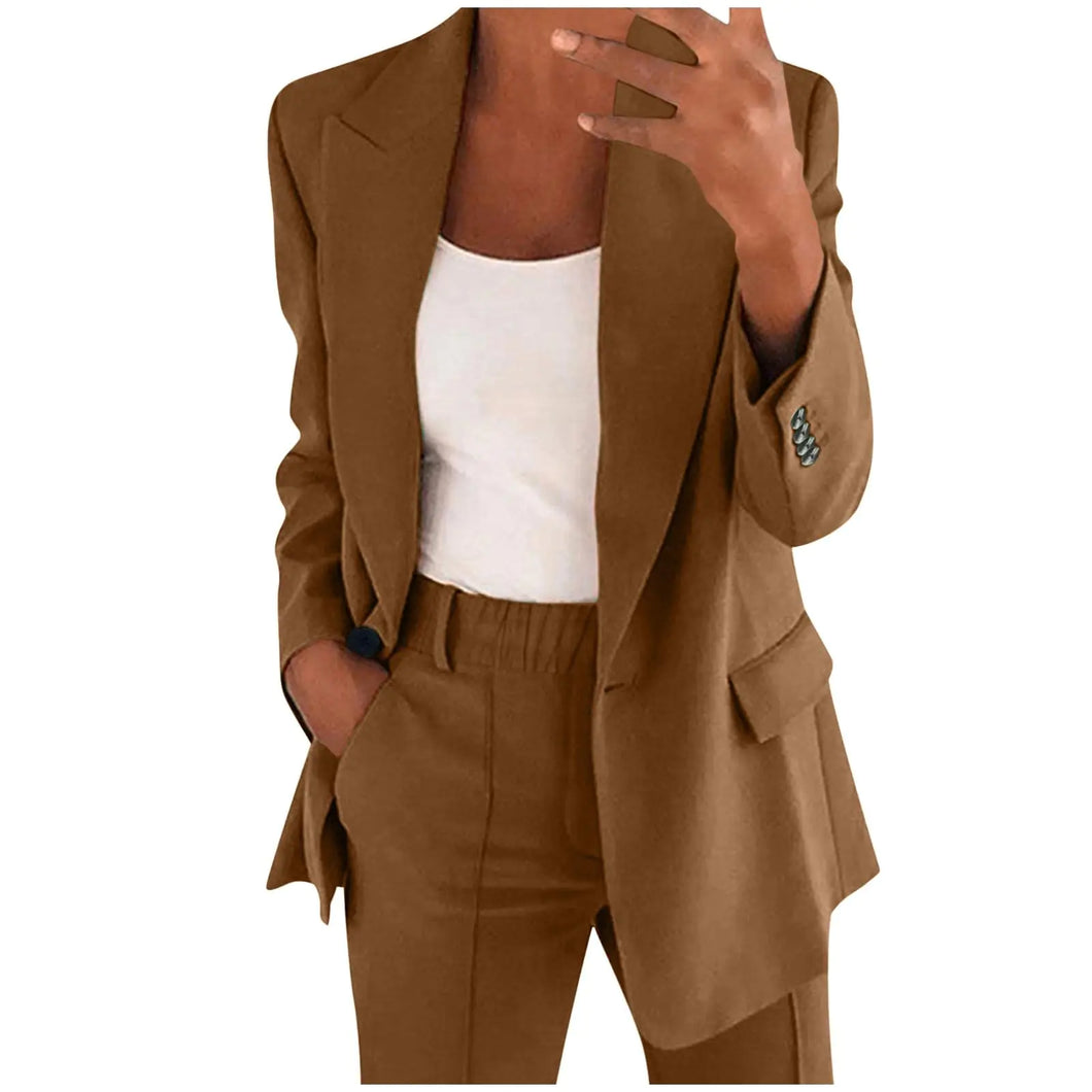 Blazer Sets Women 2 Piece Outfits Pants Suits Dressy Business Casual Outfits Blazer Pantsuit Set Work Office Jacket ITDinos®