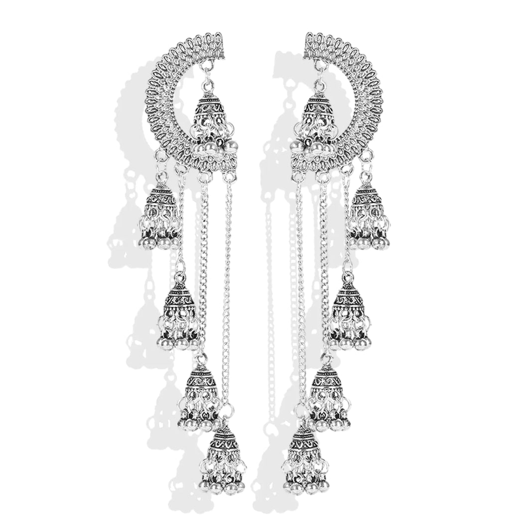 Indian Jhumka Earrings for Women Rhinestone Bell Pendant Earrings Ball Tassel Earrings Vintage Chandelier Earrings Boho Dangle Earrings Wedding Earrings ITDinos®