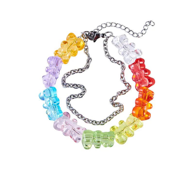 Candy Color Titanium Bear Bracelet