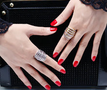 Load image into Gallery viewer, Exaggerated Gold Textured Ring with Zircon Stones for Women ITDinos®
