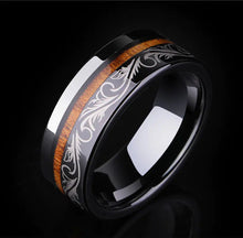 Load image into Gallery viewer, Black Tungsten Wood Inlay Ring - Custom Men&#39;s Design ITDinos®
