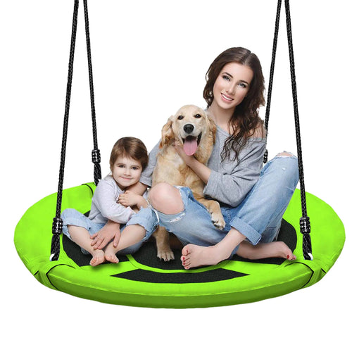 Hisecome 40 Inch Green Saucer Tree Swing Set for Kids Adults 500lb Weight Capacity Waterproof Flying Swing Seat Outdoor Playground Backyard ITDinos®