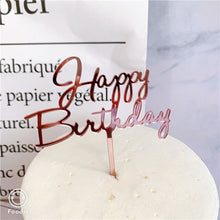 Lade das Bild in den Galerie-Viewer, Acrylic Cake Topper Golden Happy Birthday Cake Toppers For Kids Birthday Party Cake Decorations celebrate Birthday dessert gift Itdinos

